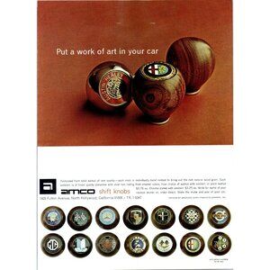 1966 Amco Walnut Shift Knobs Vintage Print Ad Austin Healy Alfa Romeo Wall Art